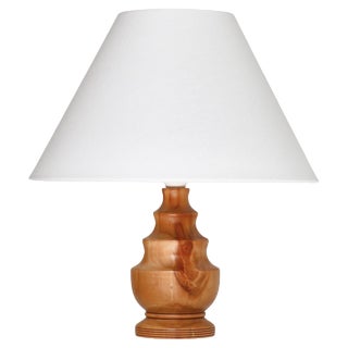 Scandinavian Turned Wooden Table Lamp, Denmark, 1940s For Sale