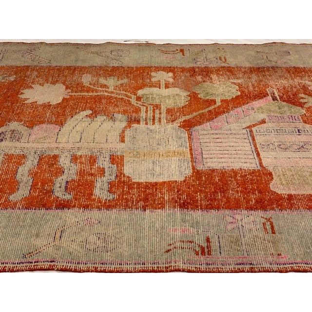 Textile 1940s Vintage Hand Knotted Vintage Khotan Rug For Sale - Image 7 of 8