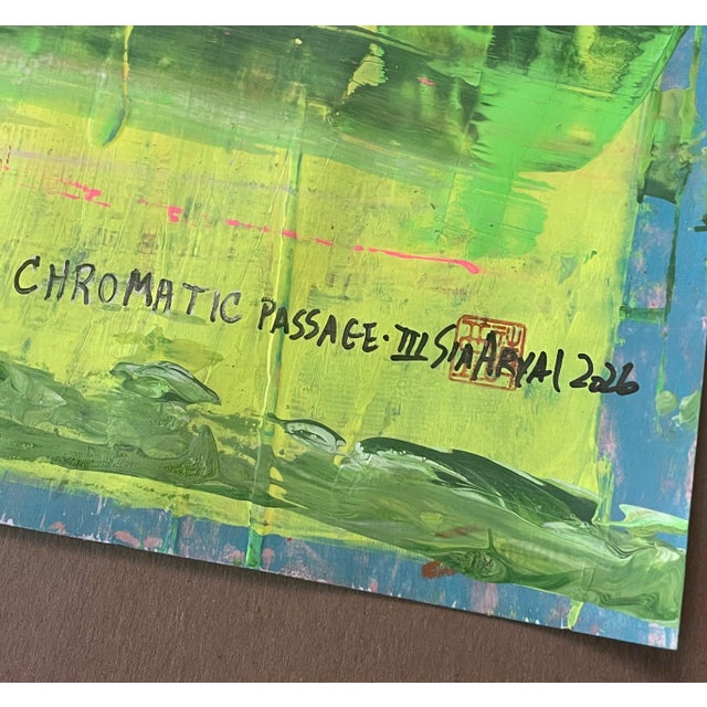 Contemporary Chromatic Passage. III Framed Abstract Shades of Green Painting For Sale - Image 3 of 5