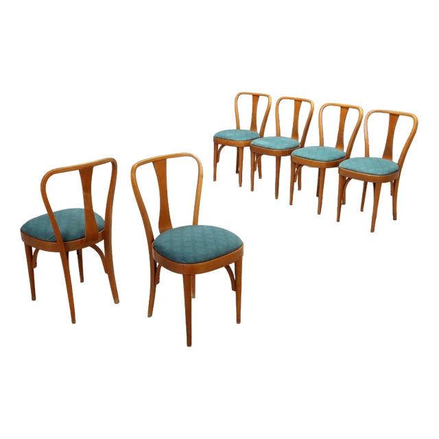 Beech Dining Chairs, 1960s, Set of 6 For Sale
