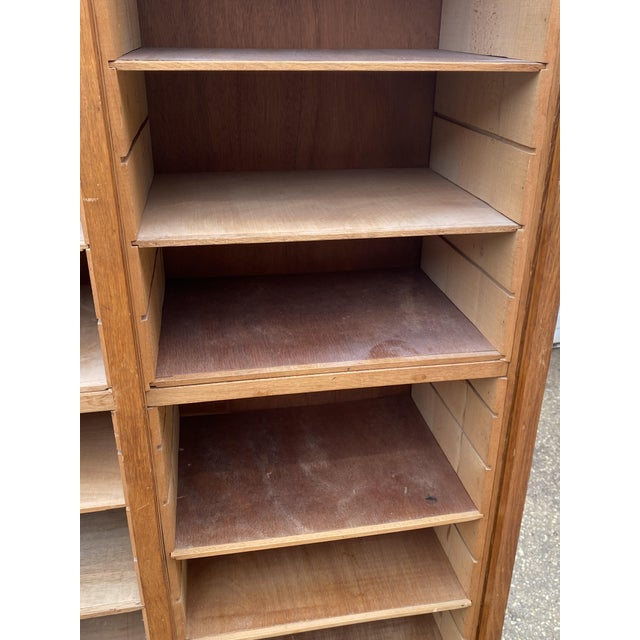 Oak Double Column Roll-Top Filing Cabinet, 1950s For Sale - Image 11 of 18