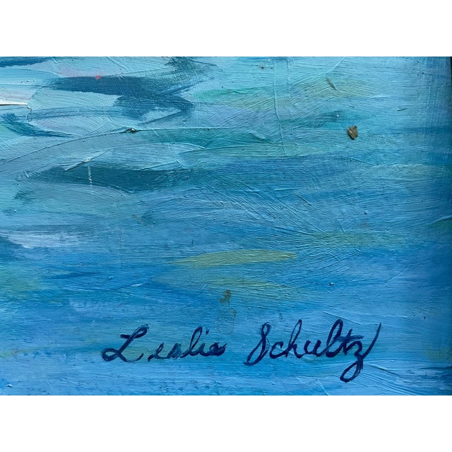 1980s 1980s Sailing Along Nautical Seascape Signed and Titled by Leslie Schultz For Sale - Image 5 of 8