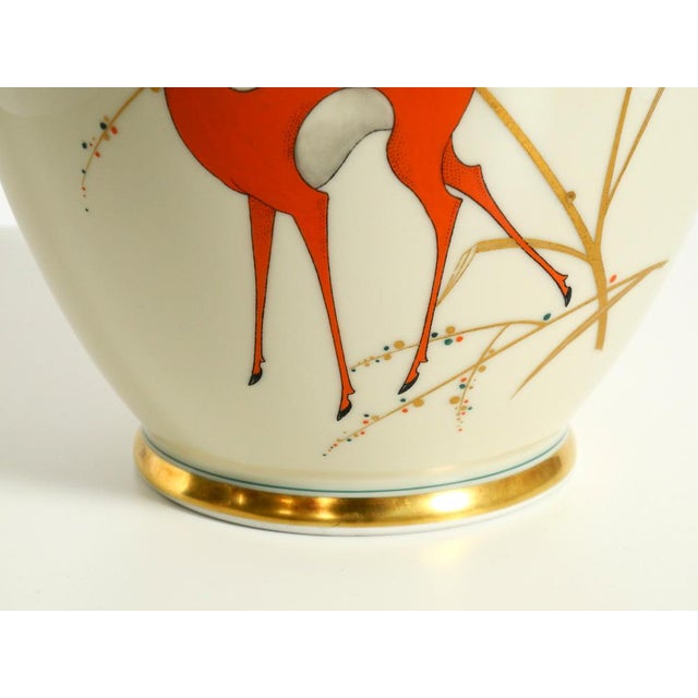Light Blue Porcelain Vase with Hand-Painted Wildlife Motifs from PMR Bavaria Jaeger & Co., 1940s For Sale - Image 16 of 18