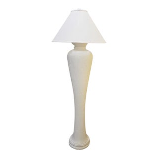 Vintage Textured Plaster Floor Lamp With Tassel Detail – Coastal Transitional Style For Sale