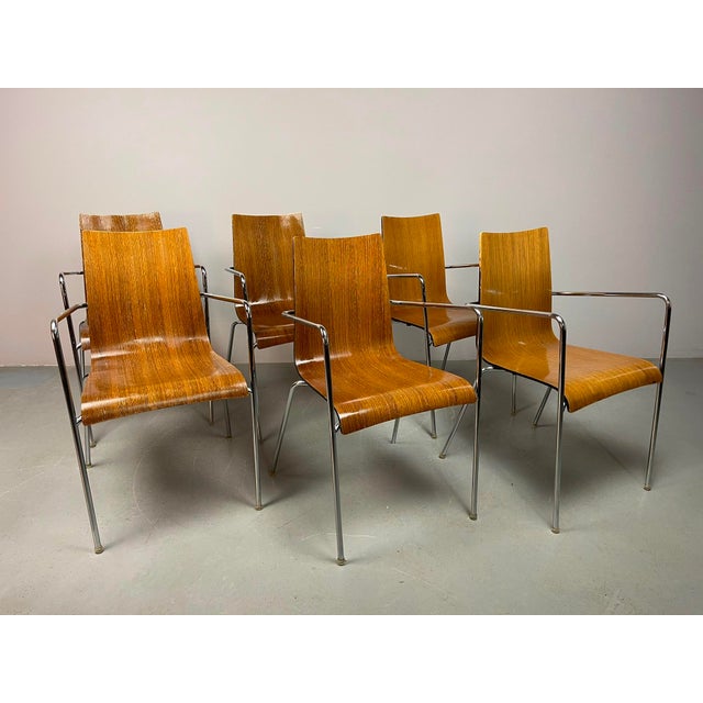 Mid-Century Modern Mid-Century Modern Wengé Dining Chairs attributed to Thonet, Germany, 1990s, Set of 6 For Sale - Image 3 of 18