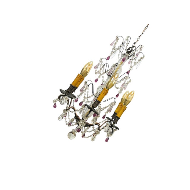 Vintage French Blown Amethist and Clear Crystal Chandelier, 1920s For Sale - Image 9 of 18