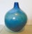 Mid century art glass vase, blue glass, bulbous form