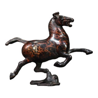 Bronze Galloping Horse Desk Sculpture, Flying Swallow Motif For Sale