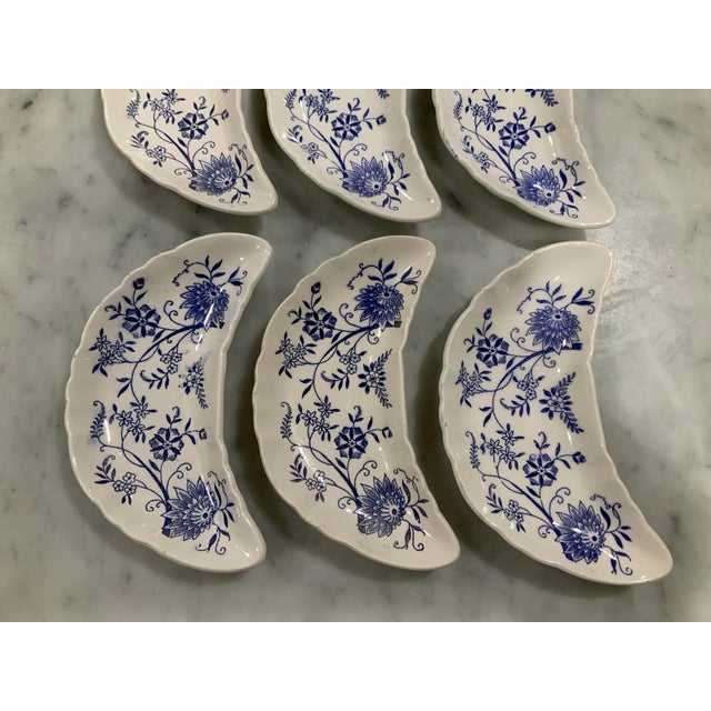 Blue Danube Vintage Blue Onion or Danube - Crescent Plate Bone Dishes Set of 6 - Great for the Hostess With the Mostest & Blue & White Collectors - See Pics! For Sale - Image 4 of 7