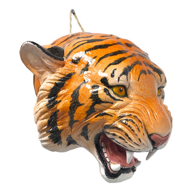 Italian Tigerhead Terracotta Wallpiece, 1960s For Sale