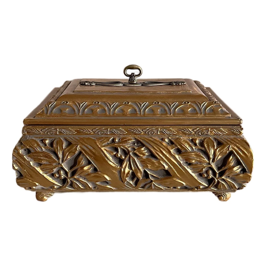 Antique Style Raised Gilt Relief Decorative Ceramic Storage Box – Early ...