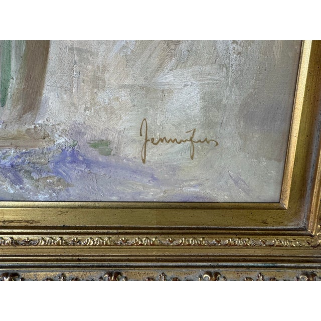 Wood 1980s Vintage Impressionist Bouquet- Still Life Floral Oil Painting by Jennifer For Sale - Image 7 of 12