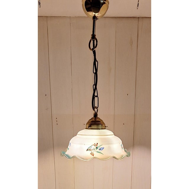 Metal Art Deco Brass and Glass Ceiling Lamp, 1930s For Sale - Image 7 of 7