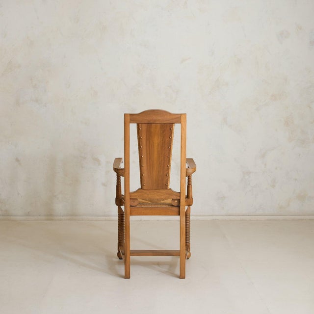 French Wood + Rush Armchair in Style of Francis Jourdain, 1950s - 2 Available For Sale In Chicago - Image 6 of 11