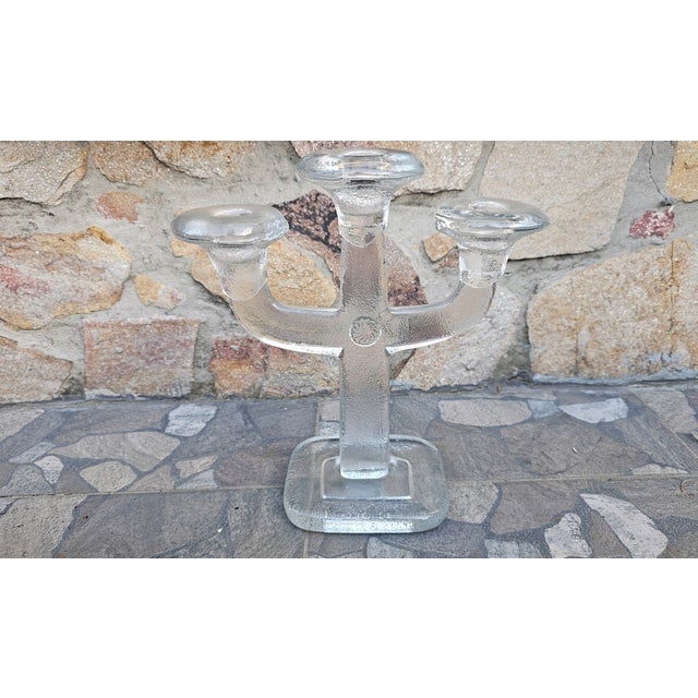 Uranium Glass Triple Candleholder by Oscar De La Renta, 1980s For Sale - Image 6 of 7