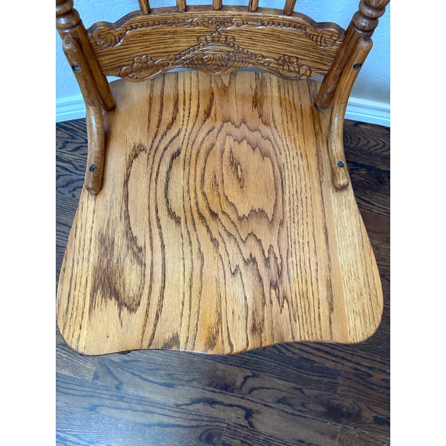 Antique h.w. Hull & Sons Quarter-Sawn Oak Swivel Desk Chair on Original Brass Casters For Sale - Image 11 of 12
