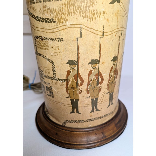 Mid 20th Century Americana Revolutionary War Decoupage Cylinder Lamps - A Pair For Sale - Image 10 of 11