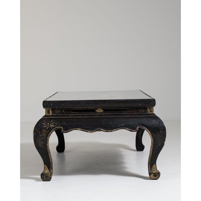 Mid 20th Century France Chinoiserie Black Wood Coffee Table For Sale - Image 10 of 11