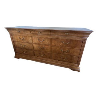 Thomasville 12 Drawer Burl Wood Dresser For Sale