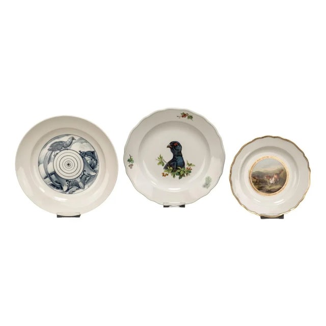 Vintage Hand-Painted Porcelain Plates with Animal Motifs from Meissen, 2010s, Set of 3 For Sale - Image 12 of 12