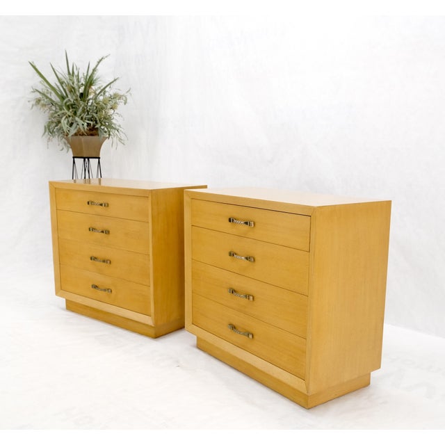 Pair Mid Century Modern Mahogany Twisted Solid Brass Pulls Bachelor Chests MINT For Sale - Image 13 of 14