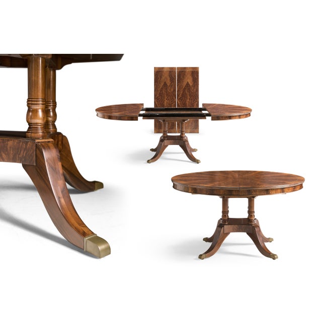 54" Round to 90" Oval Flame Mahogany Dining Table With Two Leaves, Seats 4 to 8 People, an Ap Exclusive by AntiquePurveyor For Sale - Image 15 of 17