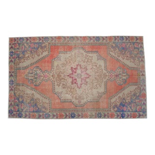 Vintage Turkish Rug Hand Knotted Area Rug - 4′6″ × 7′6″ For Sale
