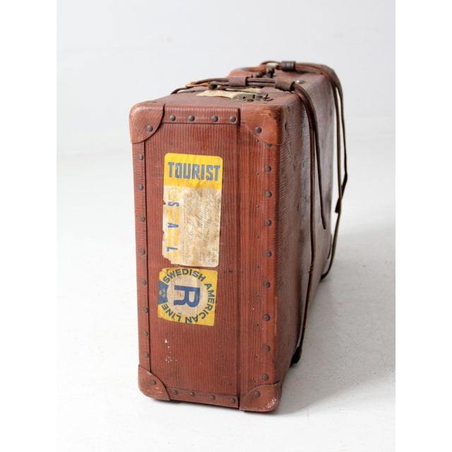 Vintage Utica Vulkanfibre Steamer Ship Luggage For Sale - Image 6 of 12