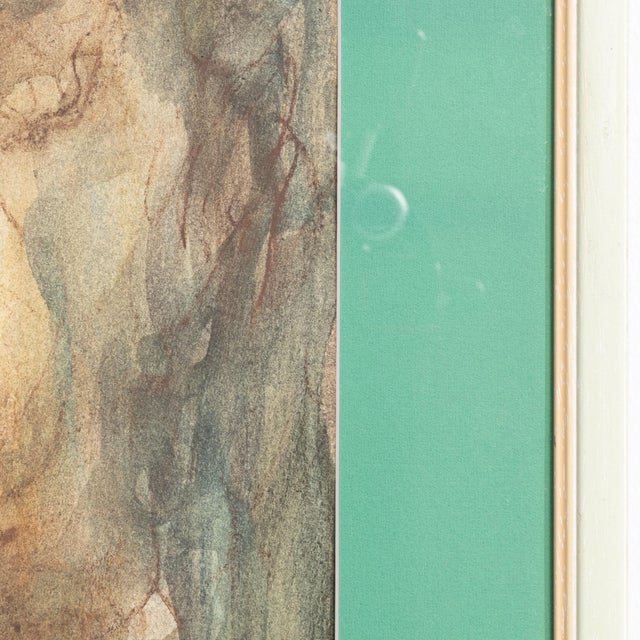 Mid 20th Century France Impressionist Teal Wood Painting For Sale - Image 14 of 15