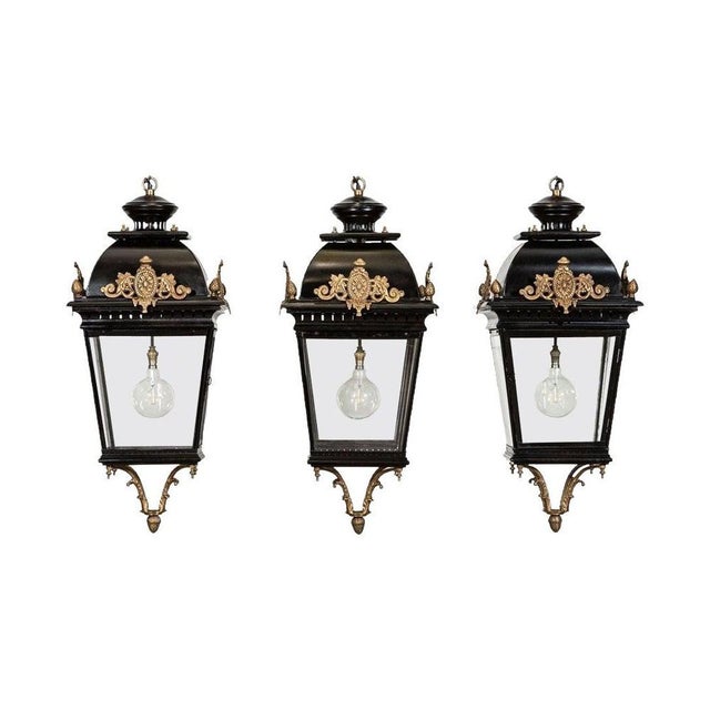 Large French Victorian Style Bronze & Iron Lantern For Sale - Image 17 of 17