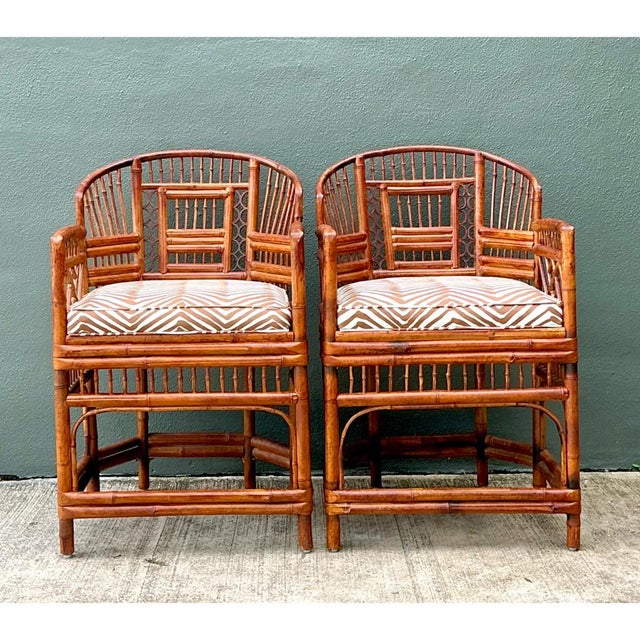 Vintage Brighton Pavillion Rattan Chairs in Alan Campbell “Zigzag” for Quadrille For Sale - Image 9 of 12