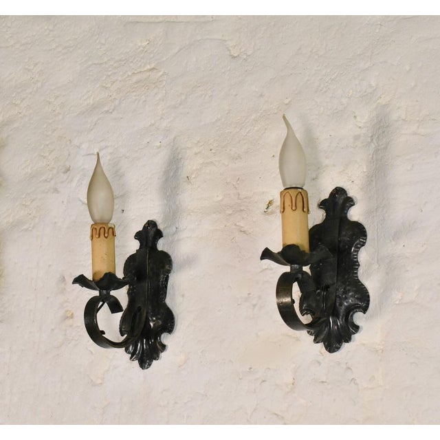Mid-Century Modern Mid-Century Gothic Tole Wall Sconces, 1970s, Set of 2 For Sale - Image 3 of 9