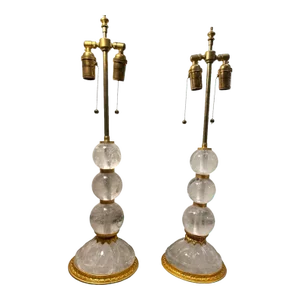 Pair of 1950s Rock Crystal Table Lamps