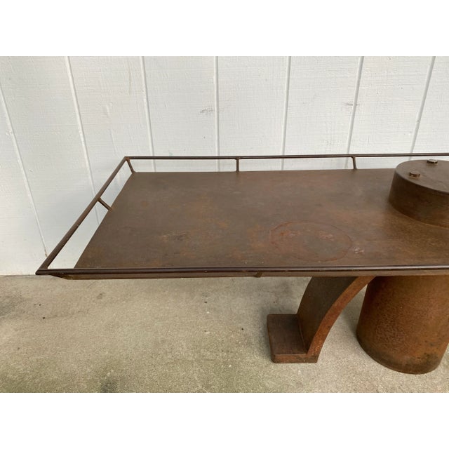 Vintage French Industrial Nautical Metal Coffee Table For Sale - Image 4 of 12