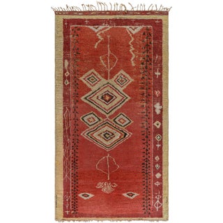 Doris Leslie Blau Moroccan Vintage Tribal Warm Tan Hand-Knotted Wool Rug For Sale