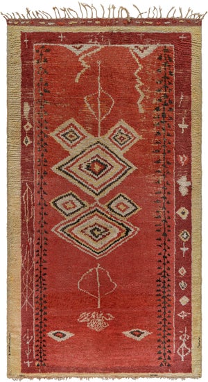 Doris Leslie Blau Moroccan Vintage Tribal Warm Tan Hand-Knotted Wool Rug