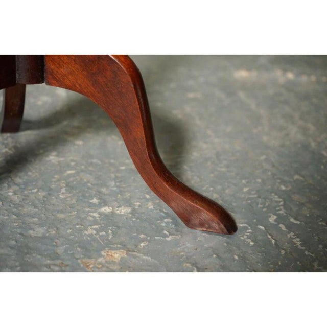 Vintage Green Leather Side Table with Tripod Feet For Sale - Image 11 of 13