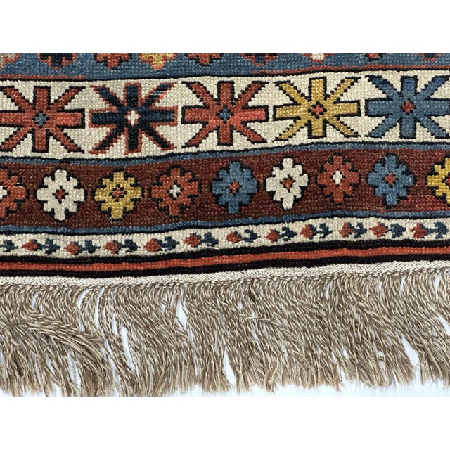 Asian Antique Antique Caucasian Lezgi Rug 3'10" X 4’11" For Sale - Image 3 of 6