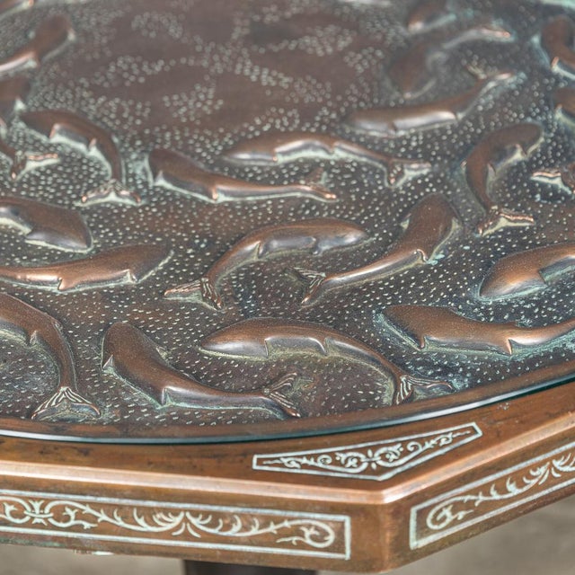 1930s Vintage Spanish Embossed Copper Table by Malart, 1930 For Sale - Image 5 of 18