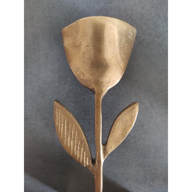 Metal Vintage Brass Tulip Candleholder, 1960s For Sale - Image 7 of 9