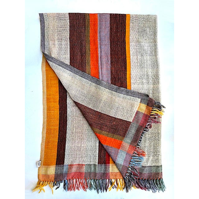 Hand Woven Color Block Silk/Wool Throw by Neeru Kumar for Pavo For Sale - Image 9 of 11