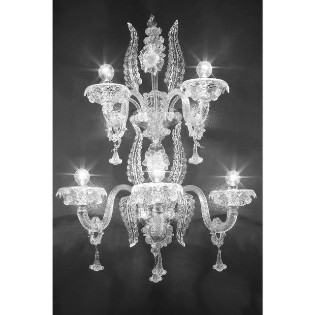 Venetian Imperial Trasparent Murano Glass Wall Sconce by Simoeng For Sale - Image 6 of 10