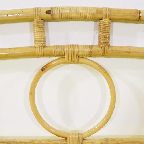 Woven Bamboo Headboard with Arch and Circle Pattern