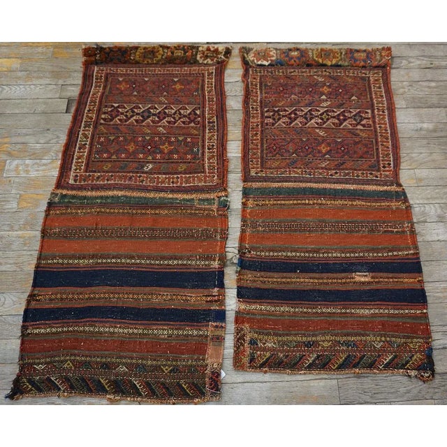 Early 20th Century Pair of Persian Sumak Carpets ( 1'8" x 3'5" - 51 x 104 ) Antique Soumak Persian Geometric Flat Weave...