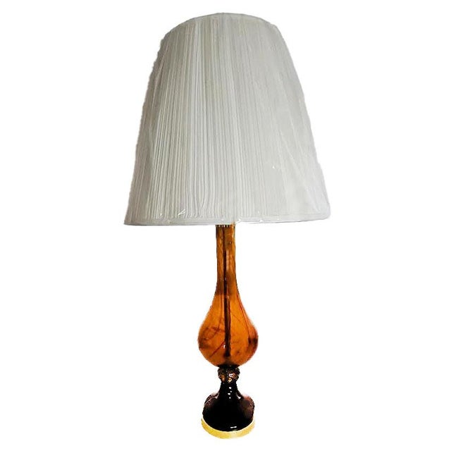 For your consideration is a striking, substantial mid-century modern hand-blown art glass table lamp dating to the...