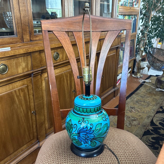 Raymor Pottery 1960s Mid-Century Modern Raymor Bellini Lamp in Turquoise, Green, and Black For Sale - Image 4 of 7