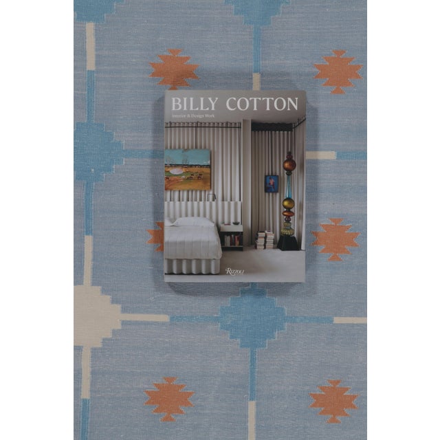 Rug & Kilim’s Contemporary Dhurrie Rug in Blue and Rust Tile Design For Sale - Image 10 of 10