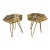 Pair of Italian MCM Brass and Marble Hex Tables For Sale