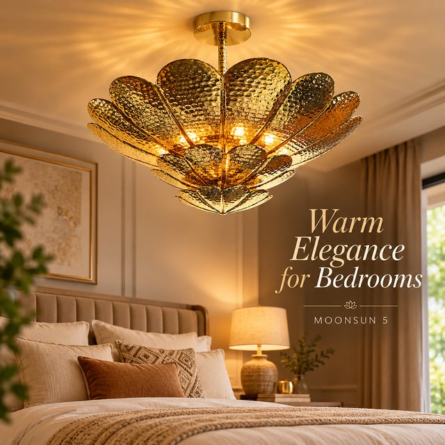 Not Yet Made - Made To Order Handmade Brass Flower Ceiling Light, 3 Tier Hammered Floral Chandelier, Art Deco Lotus Semi Flush Mount, Luxury Brass Ceiling Fixture 28 Inches For Sale - Image 5 of 15