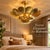 Not Yet Made - Made To Order Handmade Brass Flower Ceiling Light, 3 Tier Hammered Floral Chandelier, Art Deco Lotus Semi Flush Mount, Luxury Brass Ceiling Fixture 28 Inches For Sale - Image 5 of 15